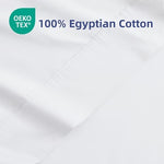 Close up view of the crisp white 400 thread count luxury top sheet fabric
