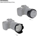 JJC EW-78F lens hood in reversed storage position on camera lens
