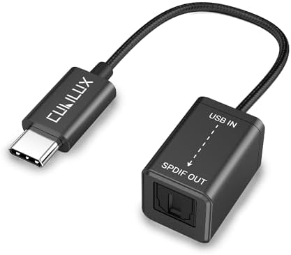 Cubilux optical audio output adapter angled view displaying the TOSLINK port interface.