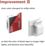 White nylon wire holders holding a television coaxial cable neatly along a clean baseboard.