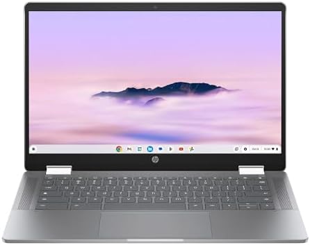 HP Chromebook Plus keyboard deck and responsive trackpad layout for comfortable daily typing.
