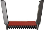 MikroTik Wi-Fi 6 gigabit router packaging contents including antennas and power adapter