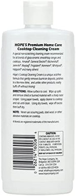 HOPE'S glass ceramic stove cleaner bottle showing no rinse formula benefits.