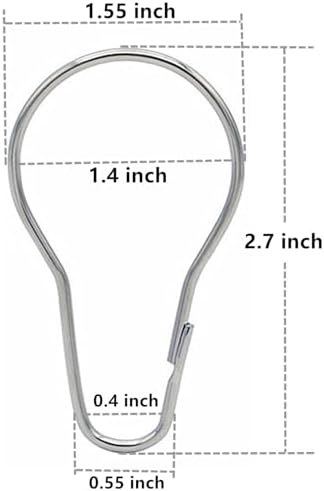 Gotoone thirty six pack silver curtain hooks organized on a bathroom shower rod.