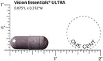 Back of Dr. Whitaker's Vision Essentials Ultra bottle showing ingredients