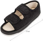 Side view of extra wide edema slippers with breathable fabric
