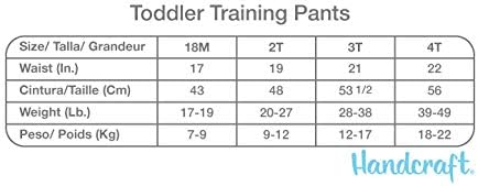 Tagless reusable toddler training pants packaging showing different character prints