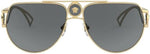 Close up of Versace Medusa logo on sunglasses bridge