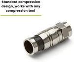 Corrosion resistant F connector being prepped for standard compression tooling.