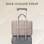 RAINYEAR large capacity office bag being held by the comfortable top handle.