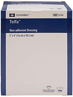 Individually wrapped sterile Telfa three by four inch ouchless cotton pads
