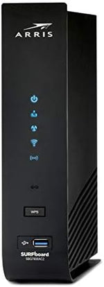 ARRIS SURFboard SBG7600AC2 3-in-1 device angled view illustrating its compact desktop footprint suitable for modern home interiors.