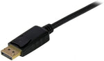 StarTech six feet active DP to VGA monitor cable showing the latching DisplayPort connector up close