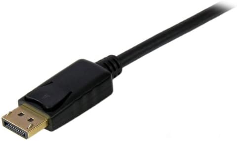 StarTech six feet active DP to VGA monitor cable showing the latching DisplayPort connector up close