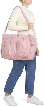 Internal layout of Huggies Weekender Tote featuring tech sleeve and compartments