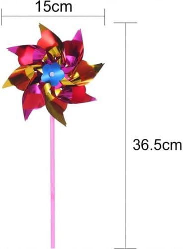 Close up of vibrant rainbow pinwheel blades