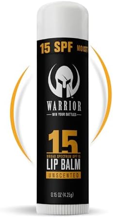 Warrior SPF 15 Lip Balm - Unscented Chapstick Made from Purified Beeswax in USA - Protects Against Wind, Cold, Heat, and UV Rays - Premium Lip Sunscreen Used by Military (0.15 OZ Tube) - Image 1