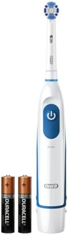 Oral-B Pro 100 Precision Clean toothbrush package showcasing the two included AA batteries.