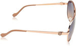Side profile of Jessica Simpson metal pilot sunglasses showing temple detail