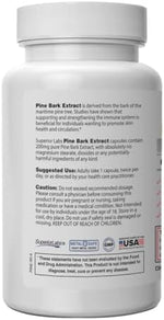 Superior Labs French Maritime Pine Bark ninety vegetable capsules nutritional information label