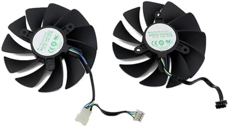 Two piece replacement cooling fans laid out flat for hardware dimensional reference