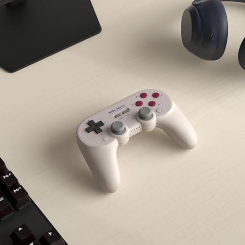 8BitDo wireless gamepad top view highlighting the customizable shoulder buttons and USB-C charging port.