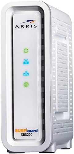 Back panel of Arris SB8200 showing dual Gigabit Ethernet ports