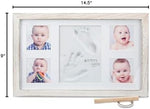 Deluxe size baby footprint memories kit unpacked with all crafting tools spread out.
