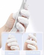 First aid finger protectors shielding a minor fingertip injury from dirt and moisture.