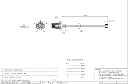 Rear wire layout of the Plinkwirekb front panel mount connector illustrating the ready to install connection leads.
