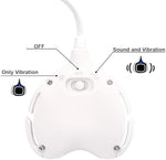 Yellow heart shaped bedwetting alarm for kids with USB charging port visible.