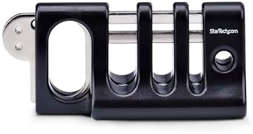 Heavy duty metal desk security plate with industrial double sided adhesive tape for drill free mounting.