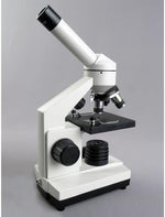Side profile of AmScope M110 metal frame microscope