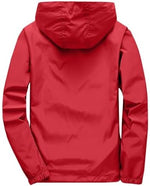 Side profile of generic mens windbreaker for hiking and travel