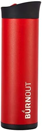 Lexo Burnout travel mug front view in red color