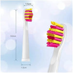Pack of four vacuum sealed replacement toothbrush heads for sonic electric toothbrushes.