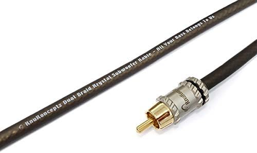 Close up of gold-plated RCA connectors on KnuKonceptz Krystal cable