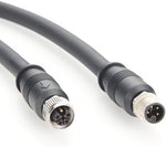 Heavy duty 2 meter M12 Profinet power cable showing pin configuration close up.