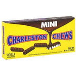 Charleston Chew Mini Theater Size vanilla candy box front view showcasing imported American chocolate nougat treats.