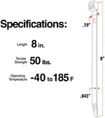 Side angle view of the TR Industrial 6/6 nylon cable tie pack highlighting the fifty pounds tensile strength