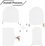 White 7.2 feet party backdrop cover stretched taut on a rounded frame.
