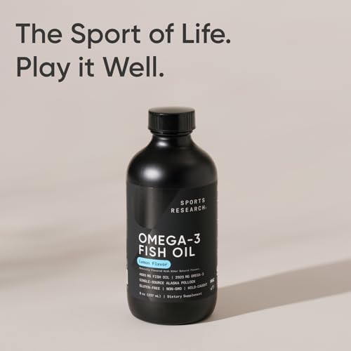 Authentic imported Sports Research premium lemon flavored omega 3 liquid supplement