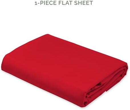 Close-up view of the 1500 thread count Egyptian quality stitching on the red bedding.