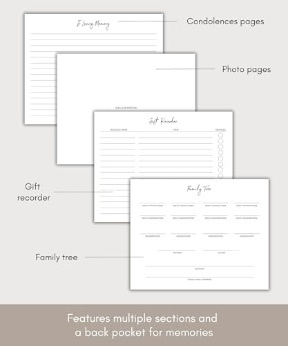 Full view of Lamare funeral guest book set with accessories