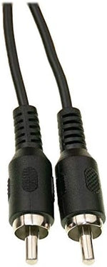 Twelve foot black composite audio video cable laid out flat.