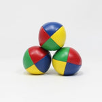 Close up view of the durable stitching on the authentic Zeekio starter juggling set components
