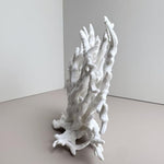 White medium fish tank decoration by SwandTanpand styled beautifully within a minimalist freshwater shrimp tank habitat.