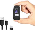Symcode wireless barcode scanner angled perspective showing compact size