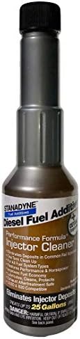 Stanadyne eight ounce diesel fuel additive bottles showing instructions and product labeling clearly.