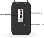 AGOZ vertical two way radio holder side angle highlighting the durable stitched canvas material.
